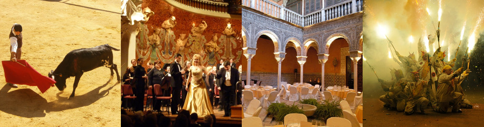 Capea dans les arènes d'une hacienda / Concert / Dîner de gala dans un palais privatisé / Correfocs